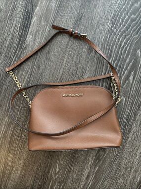 Michael Kors Chestnut Brown Saffiano Leather Crossbody Shoulder Bag